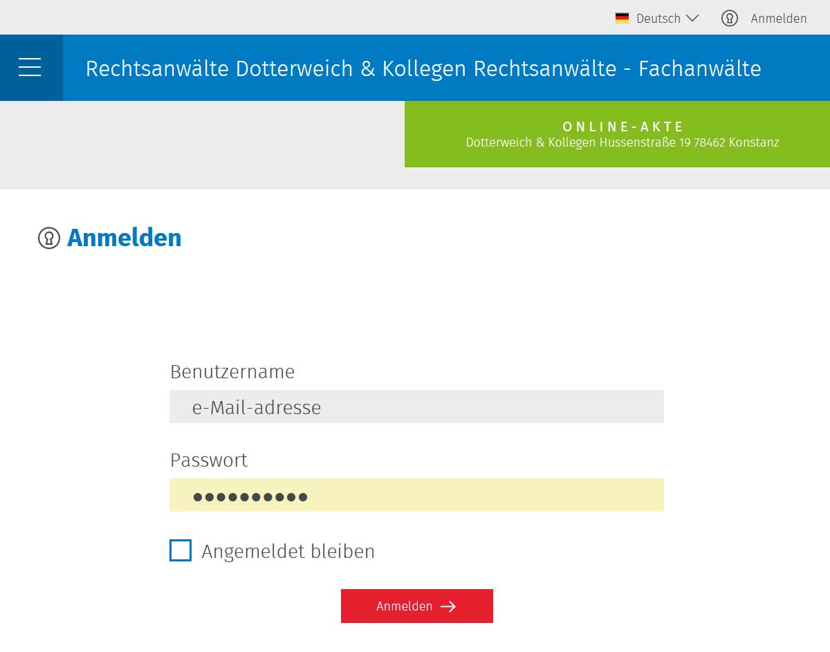 Online Akte Kanzlei Dotterweich Konstanz